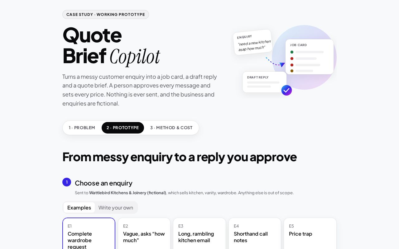 Preview of Quote Brief Copilot