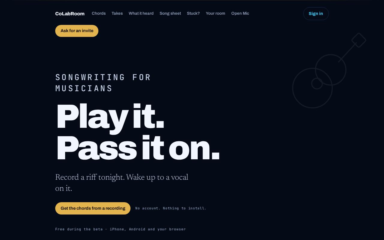 Preview of CoLabRoom marketing site and account-deletion page