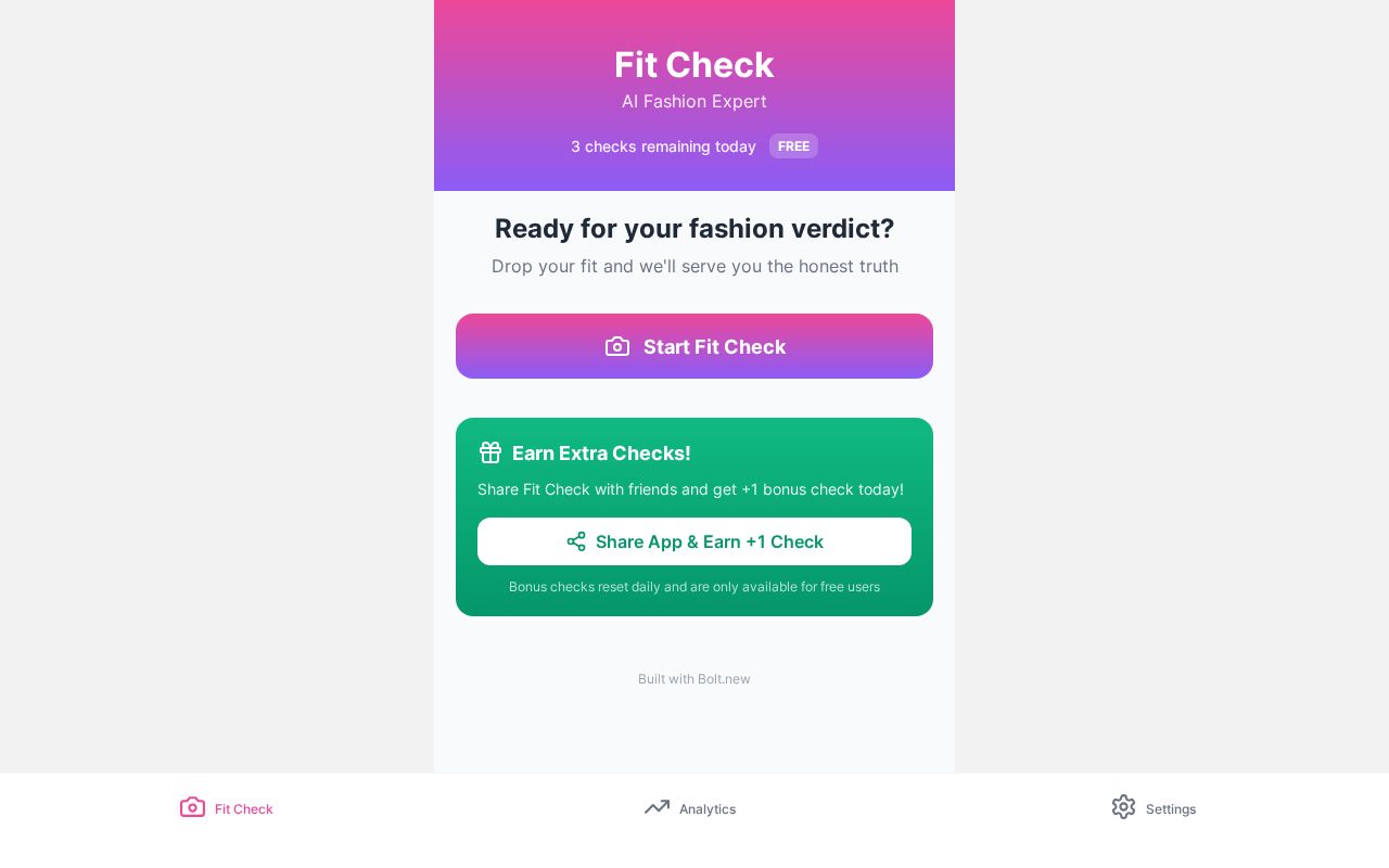 Preview of Fit Check app
