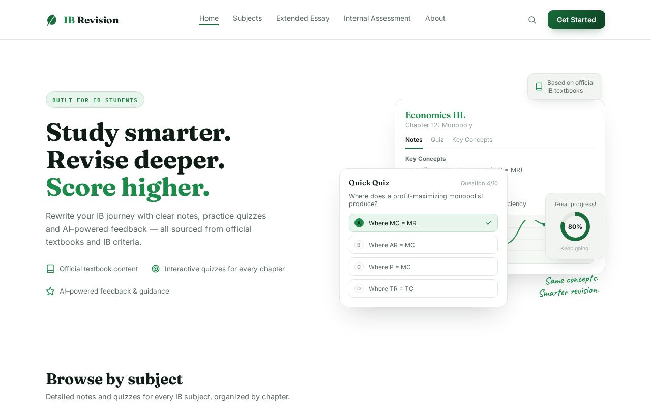 Preview of Ib Revision Website