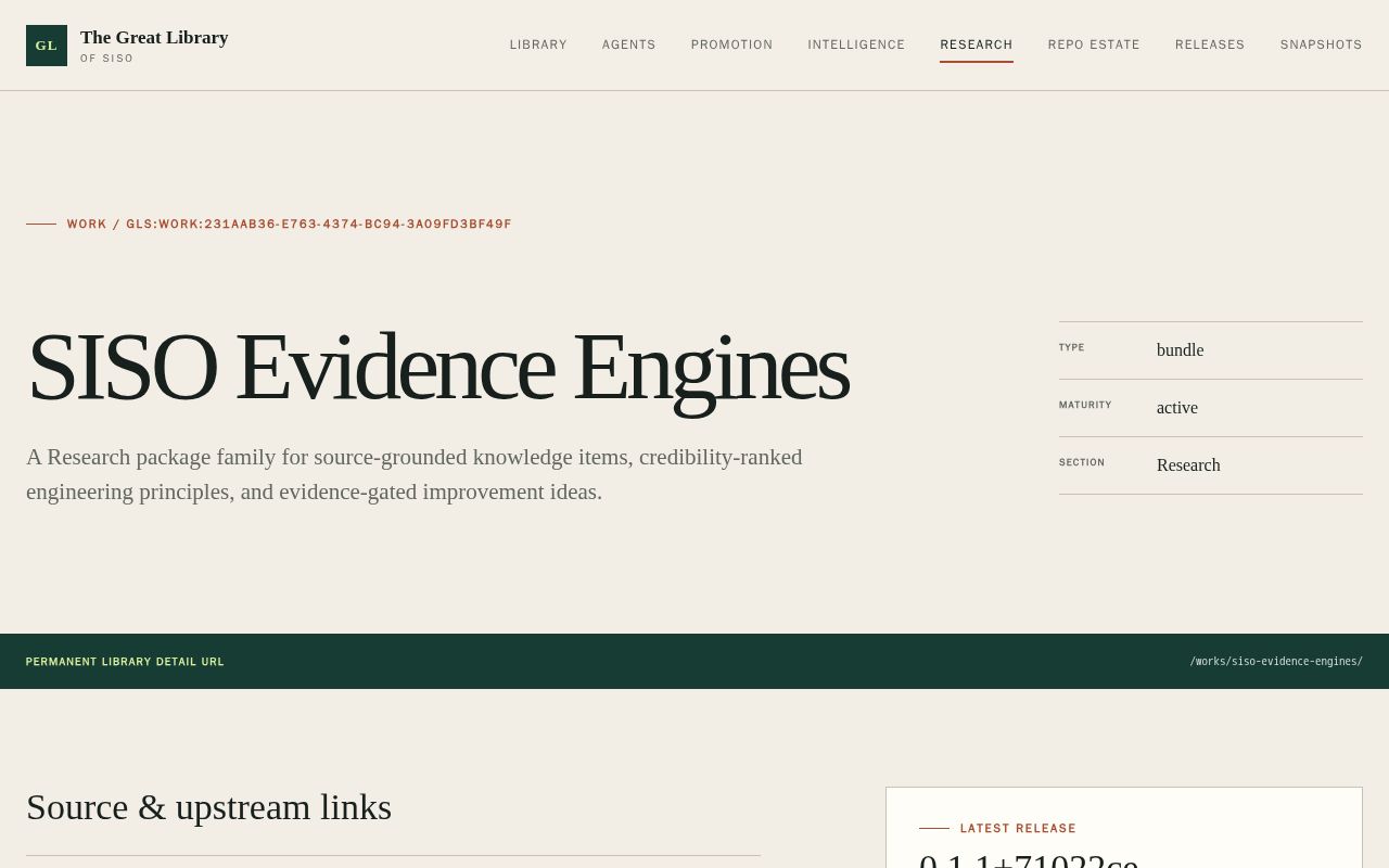 Preview of Siso Evidence Engines