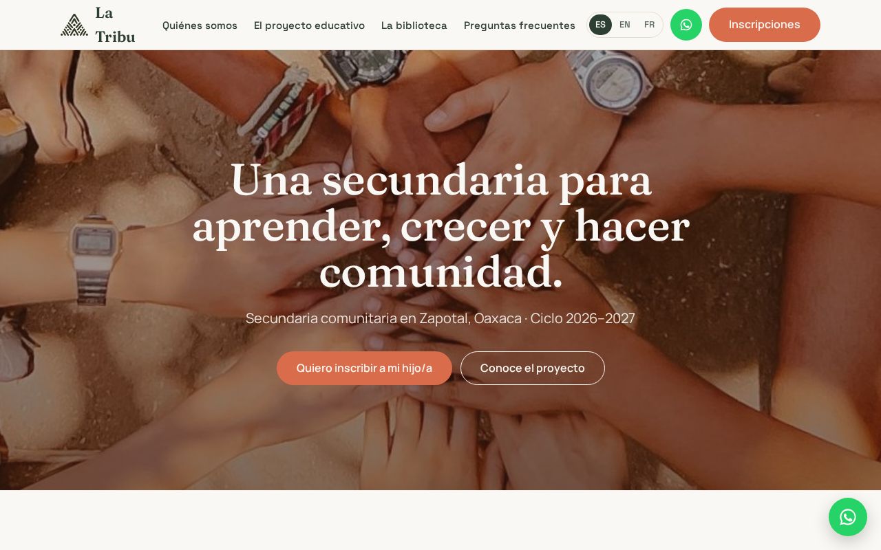 Preview of Sitio web de La Tribu — Escuela Secundaria, Zapotal, Oaxaca