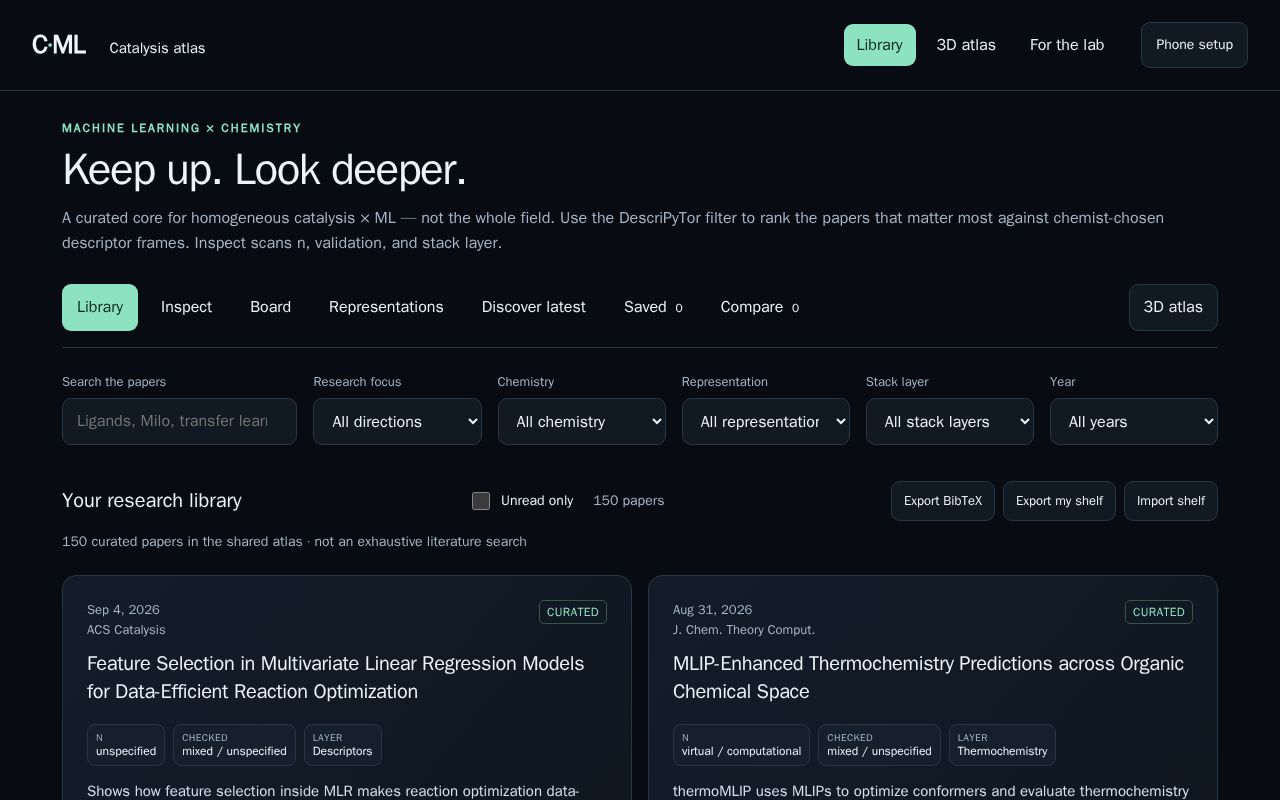 Preview of Phone-ready Catalysis ML Atlas: search papers and explore a 3D research graph