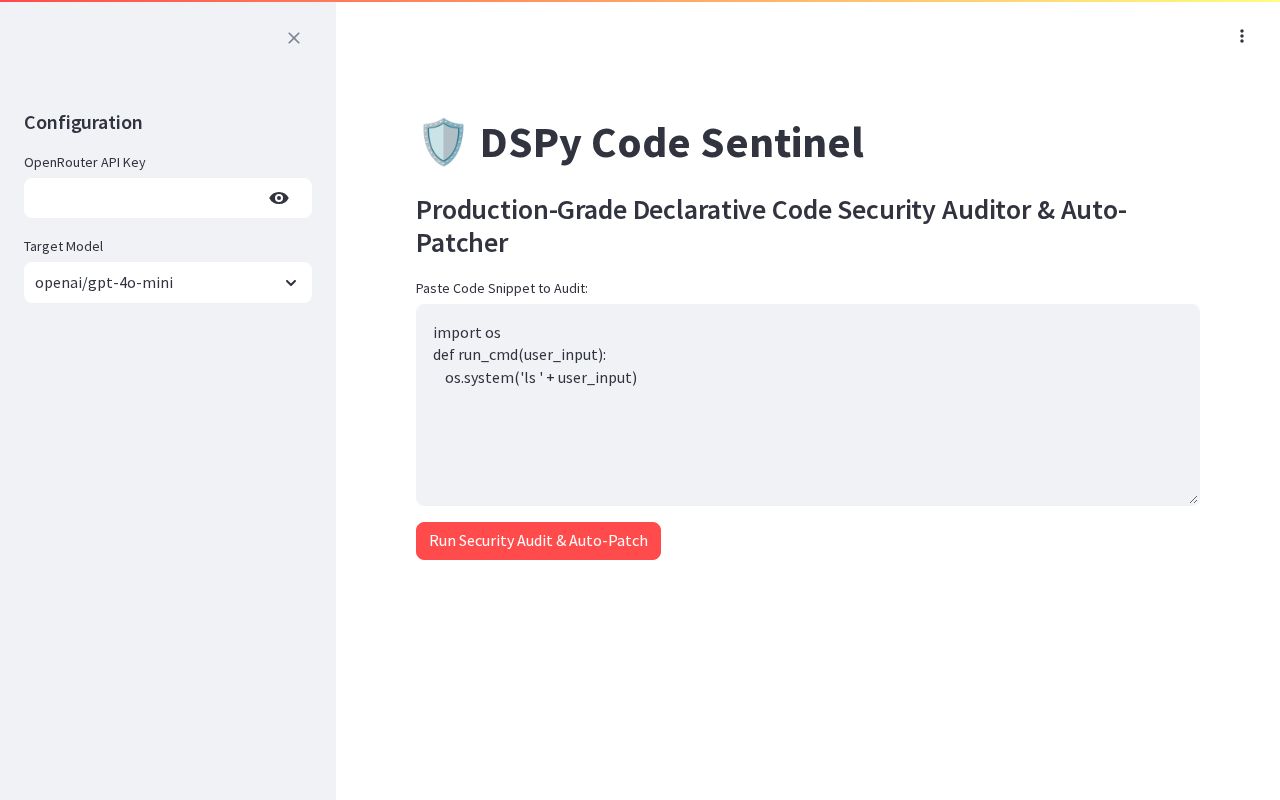 Preview of DSPy Code Sentinel