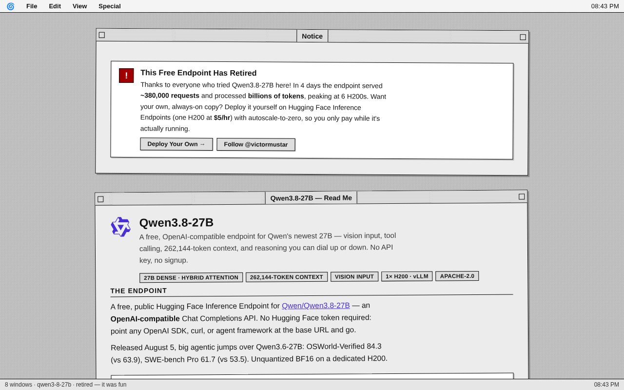 Preview of Qwen3.8-27B Free Endpoint