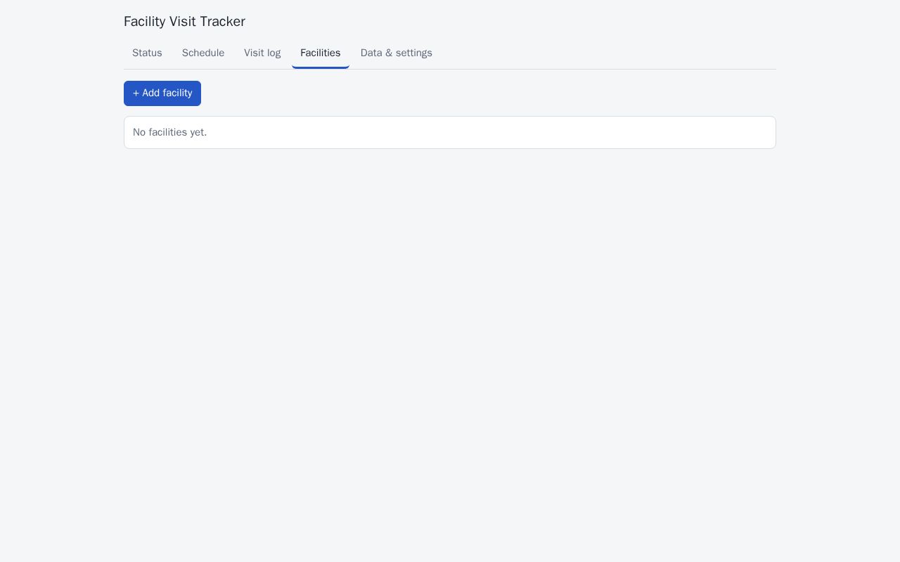 Preview of Facility Visit Tracker