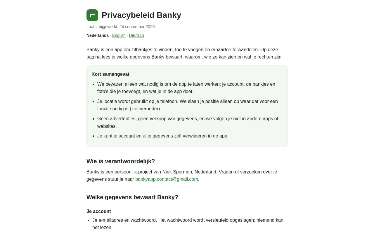 Preview of Banky Privacy