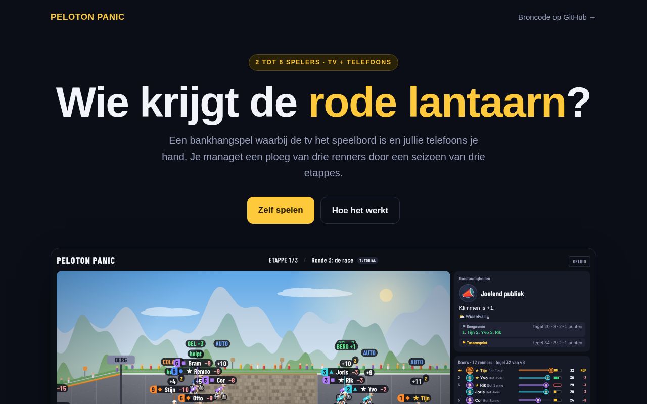 Preview of Peloton Panic: bankhangspel met de tv als tafel