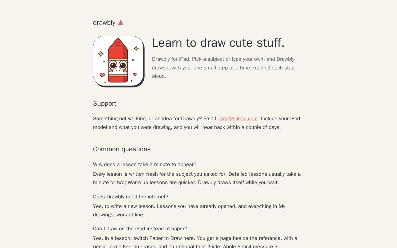 Preview of Drawbly for iPad: support and privacy policy
