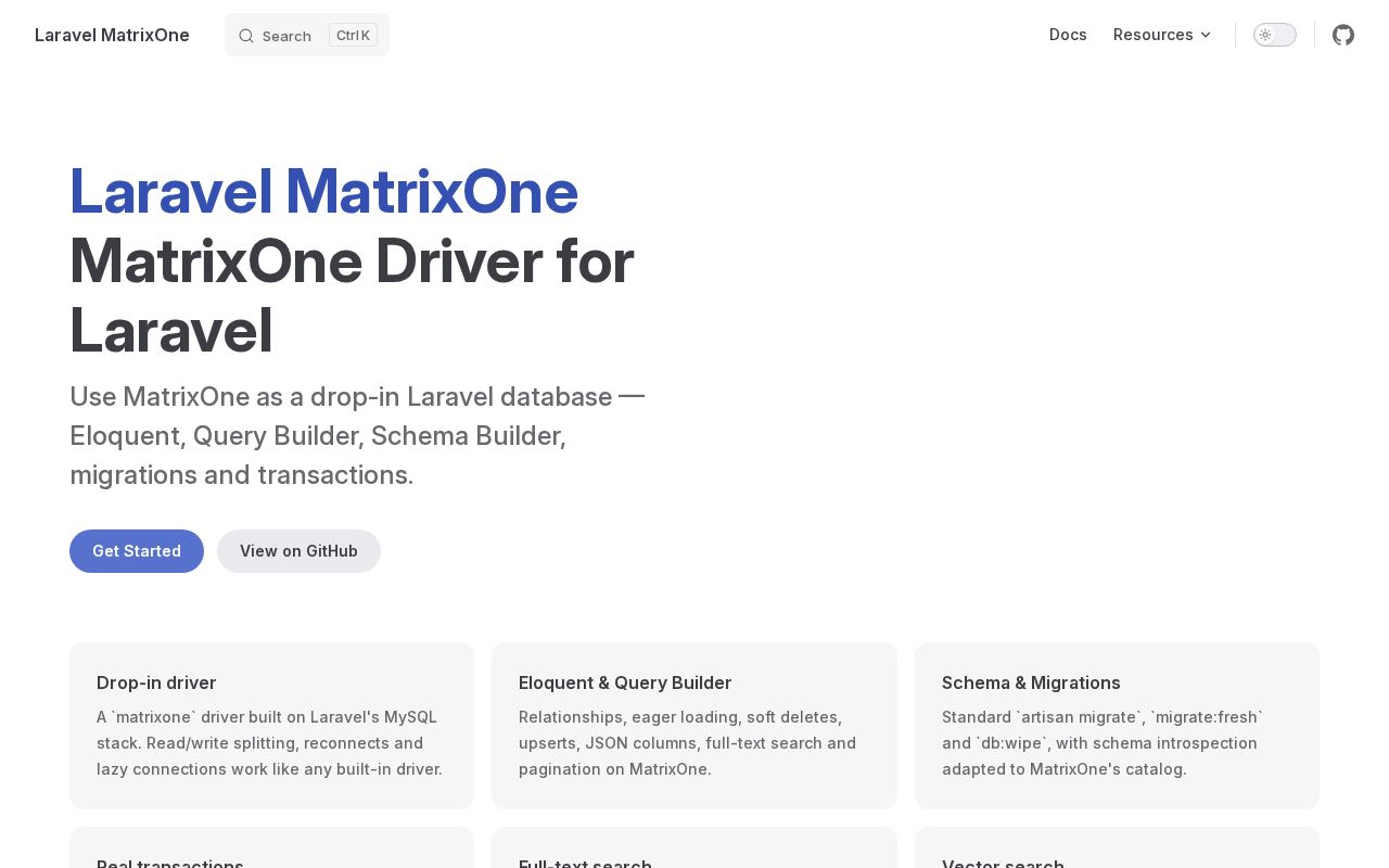 Preview of Laravel Matrixone