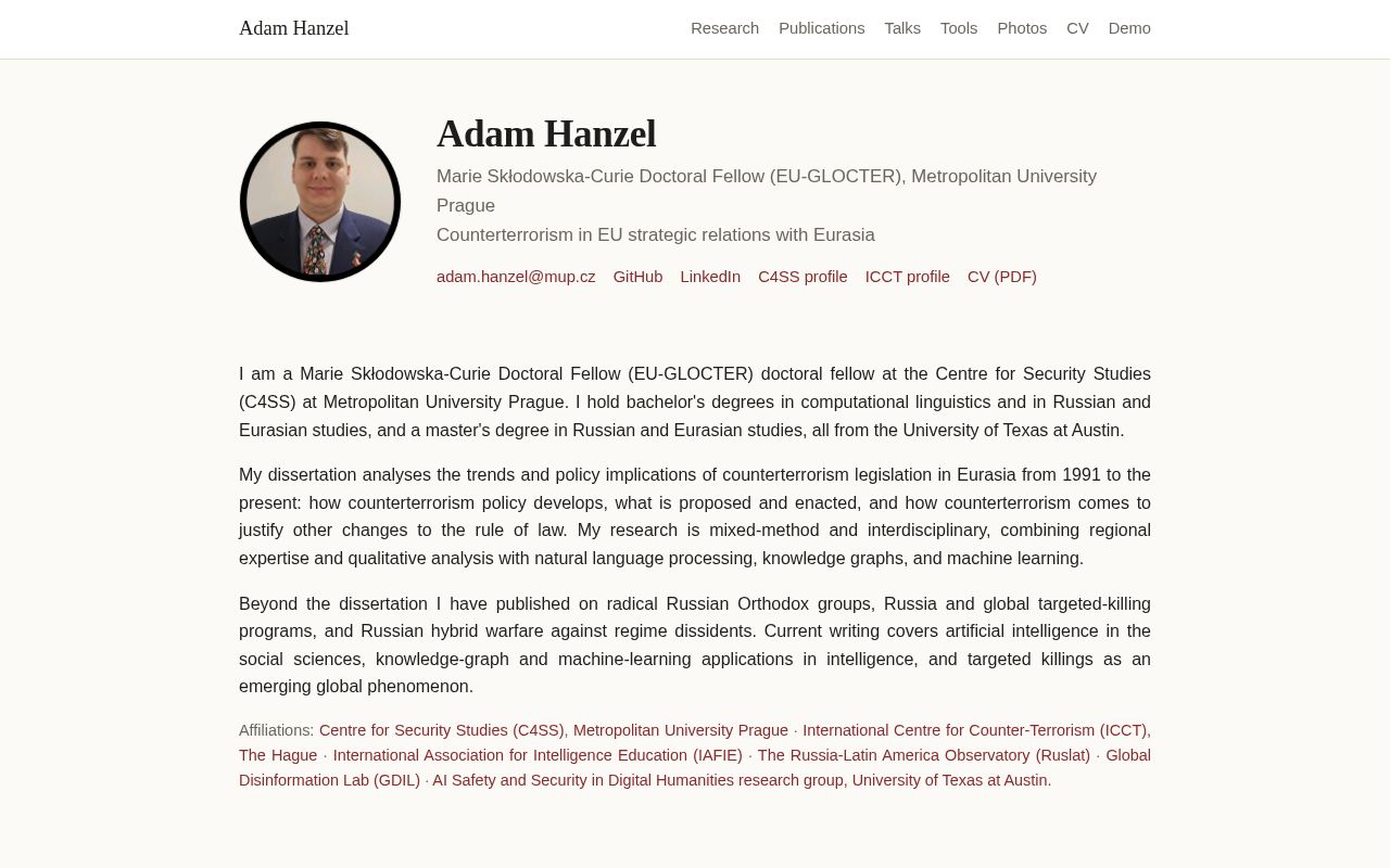 Preview of Adam Hanzel's Homepage