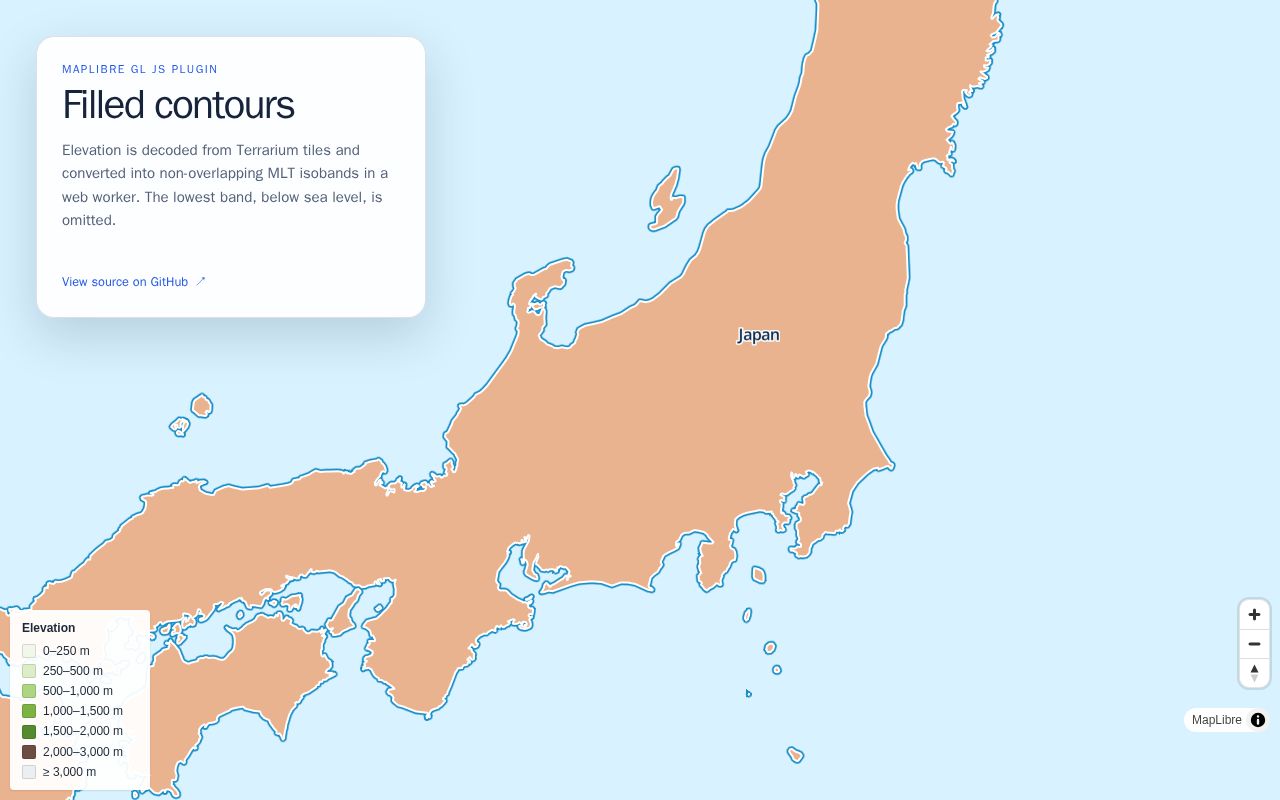 Preview of Maplibre Filled Contour