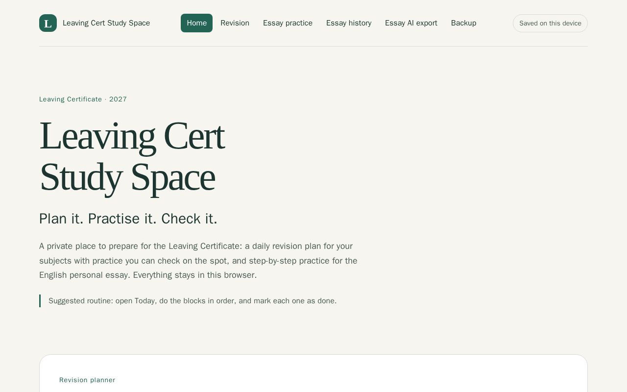 Preview of Leaving Cert Study Space