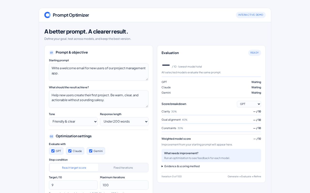 Preview of Prompt Optimizer