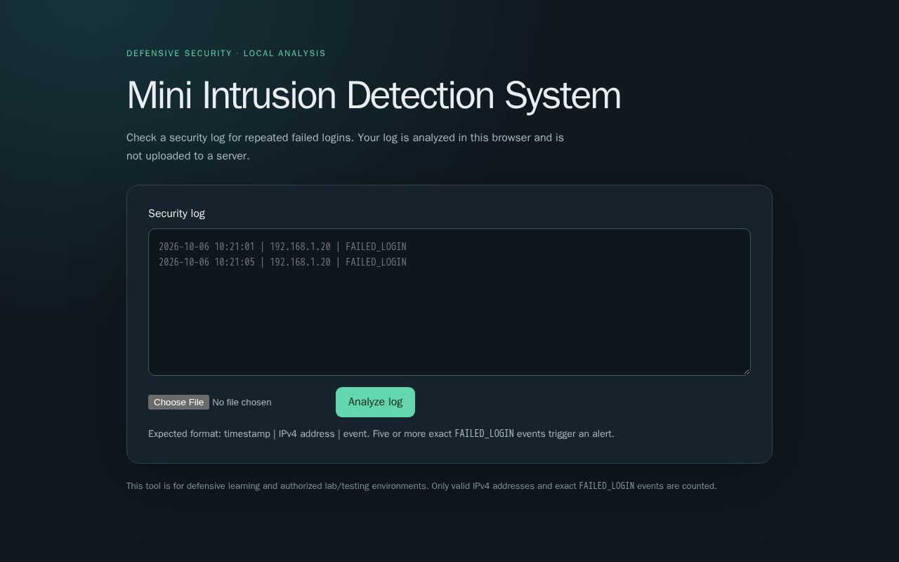Preview of Mini Intrusion Detection System