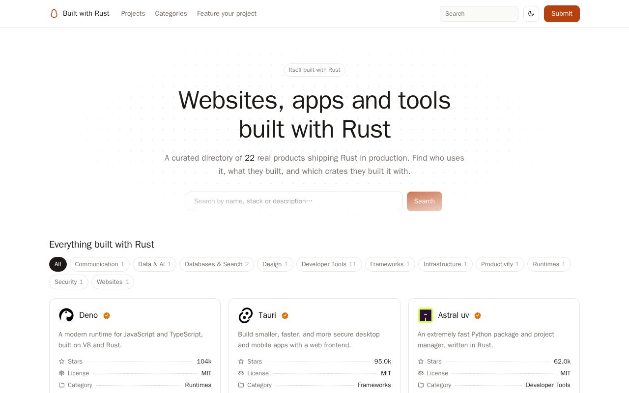 Preview of Built with Rust