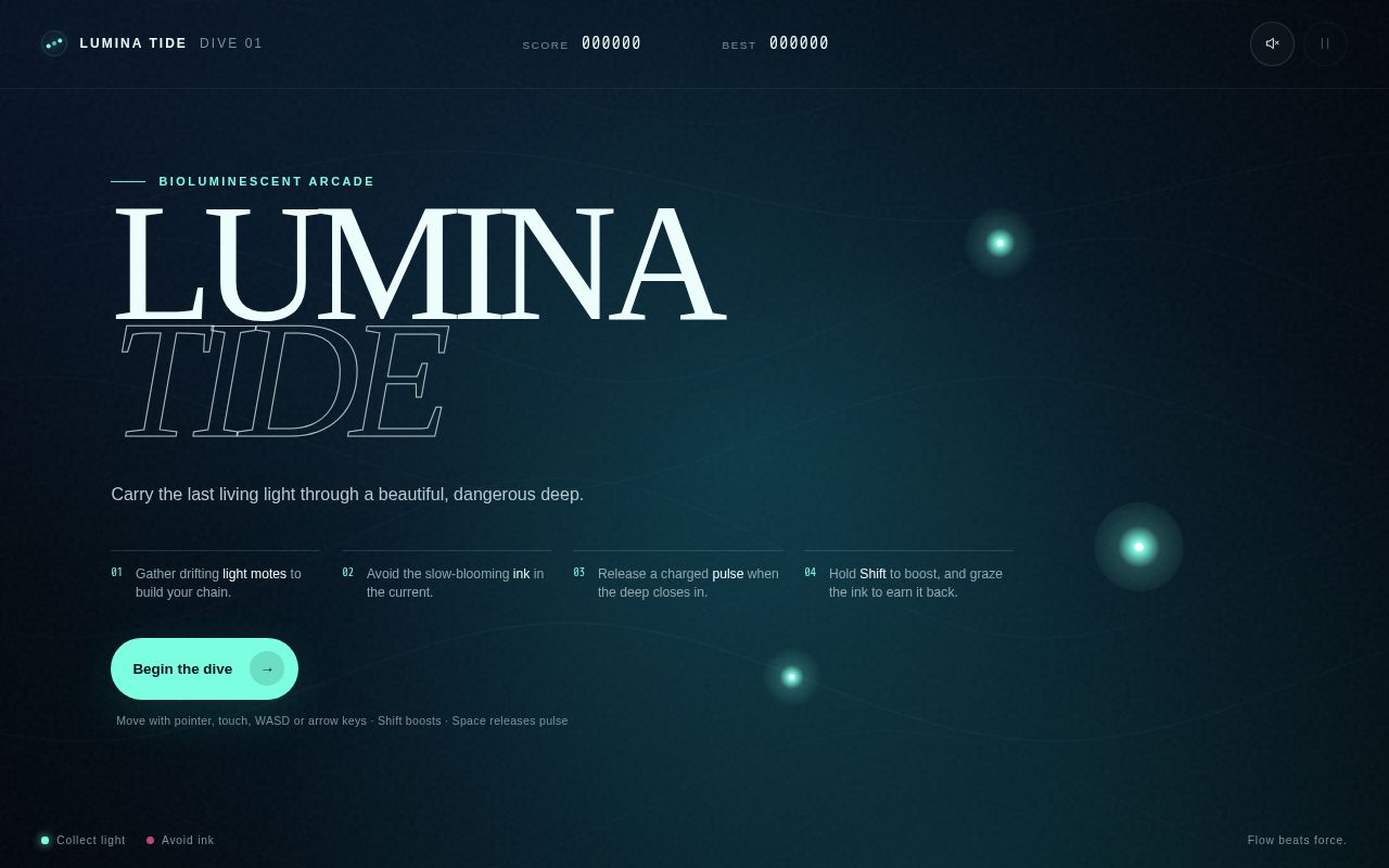 Preview of A bioluminescent arcade game about flow, focus, and light.