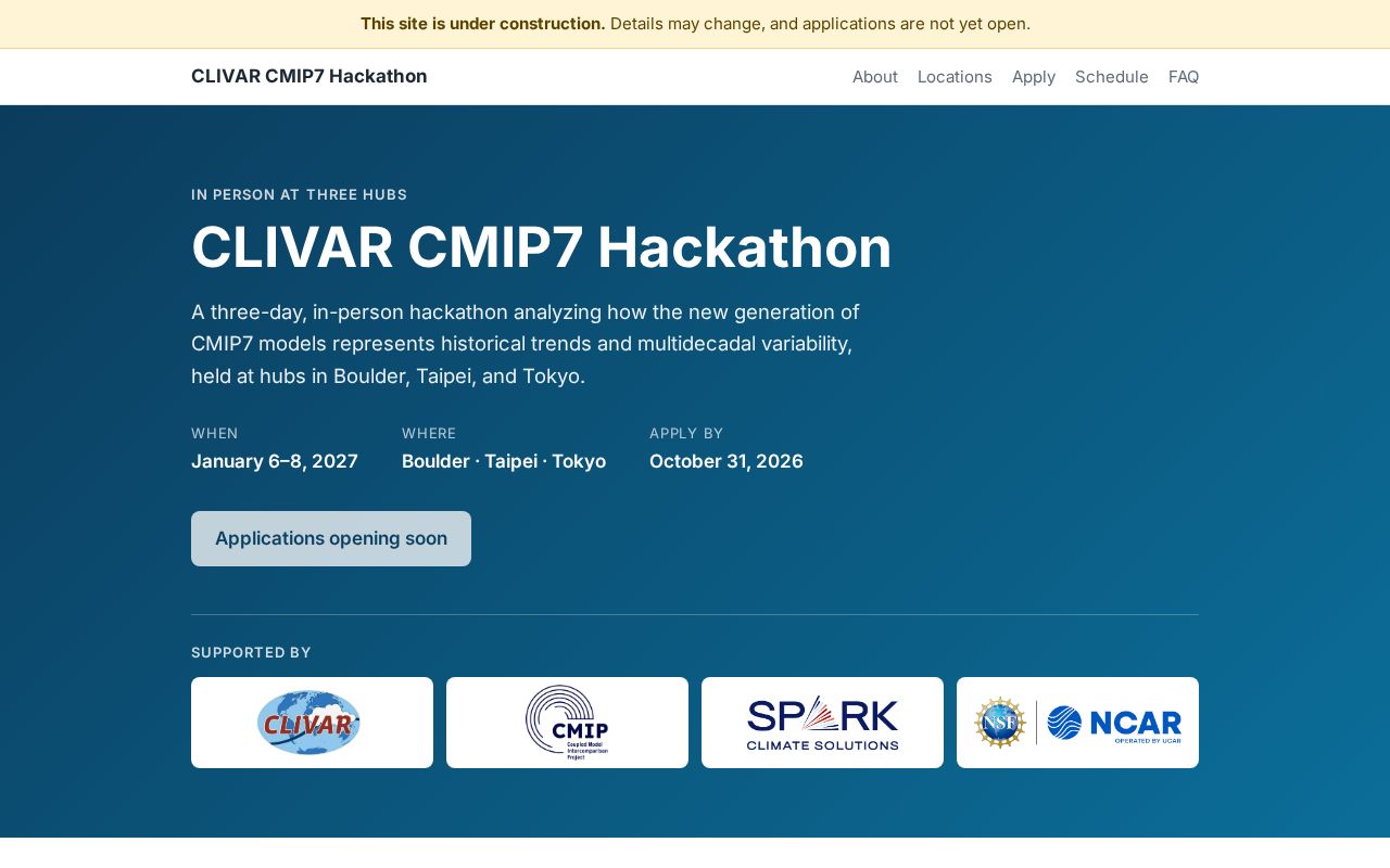 Preview of CMIP7 Hackathon 2027 TEMPORARY