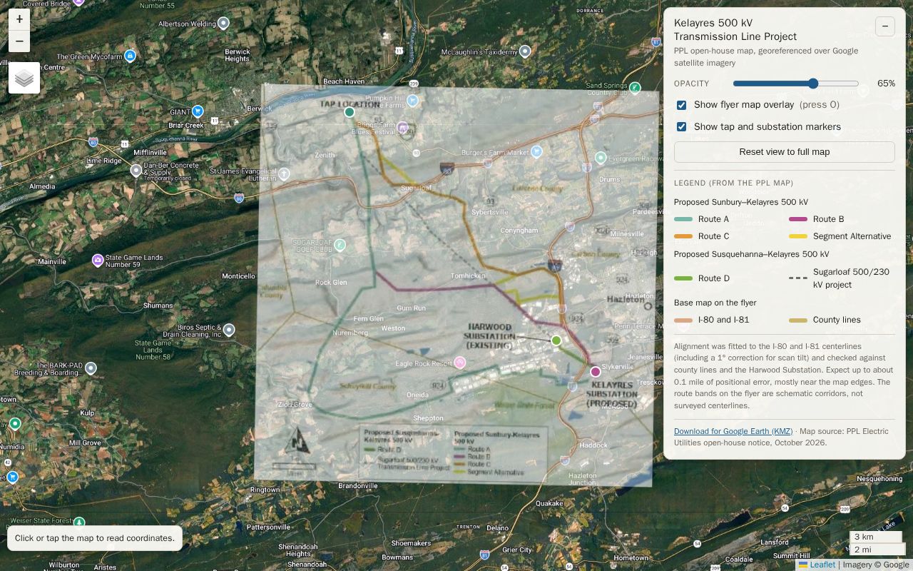 Preview of Kelayres 500 kV Route Overlay