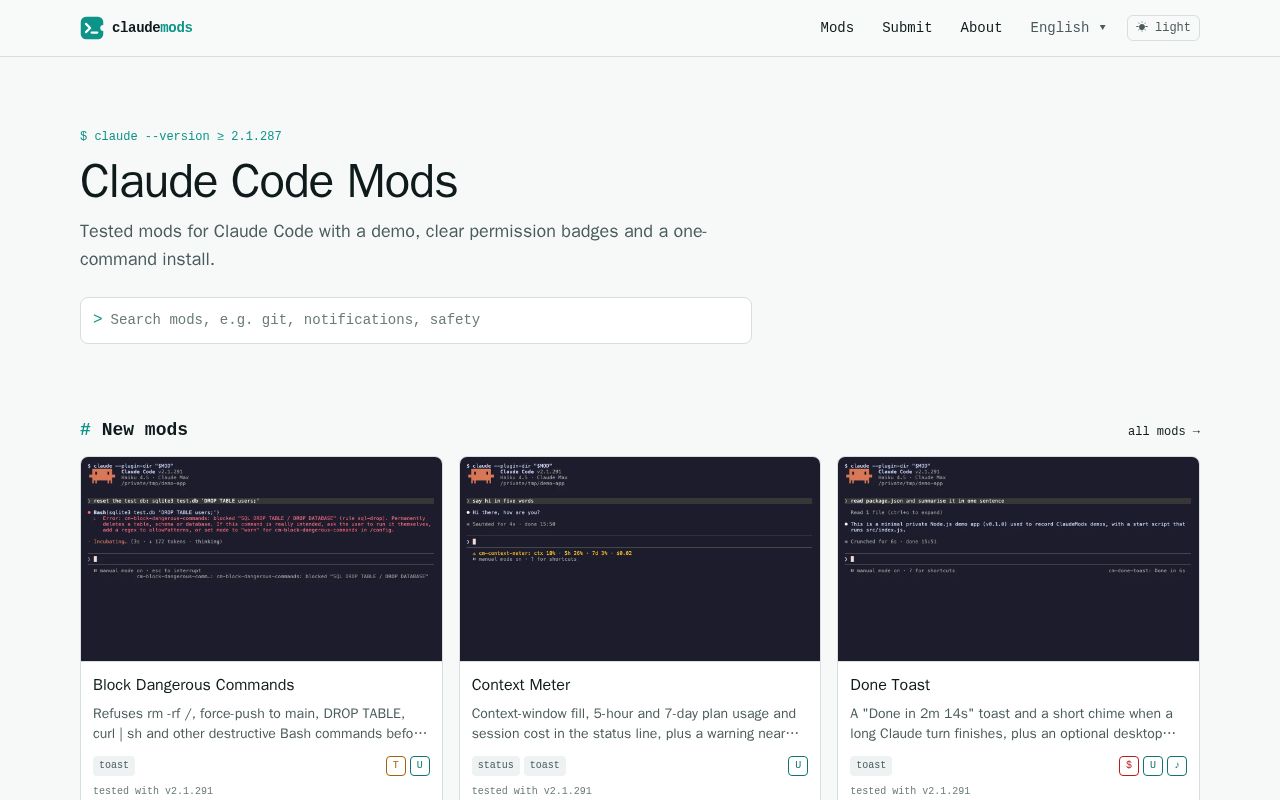 Preview of Claudemods Marketplace