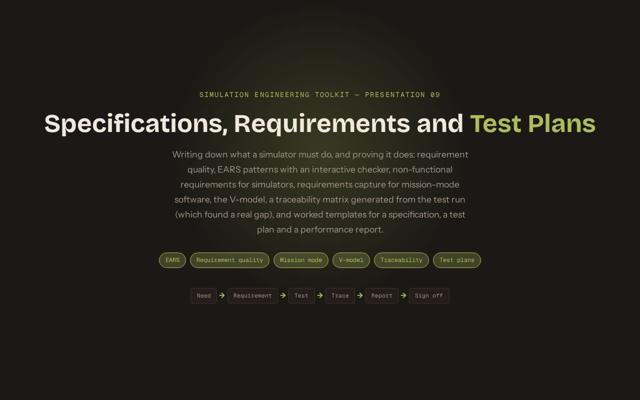 Preview of SimEng 09 Specs Requirements Test Plans