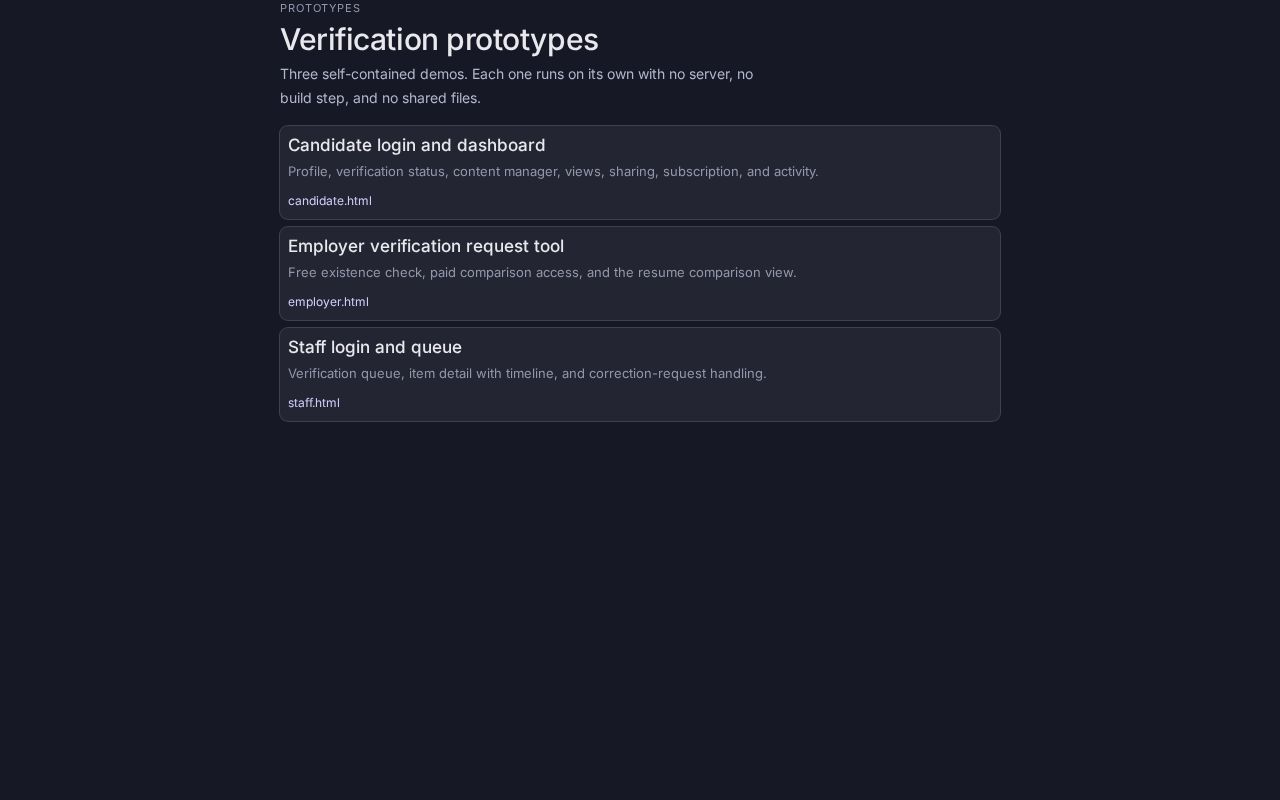 Preview of Aplha for Verifi resume service