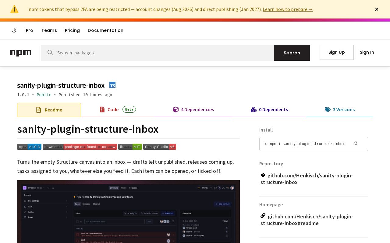 Preview of Sanity Plugin Structure Inbox