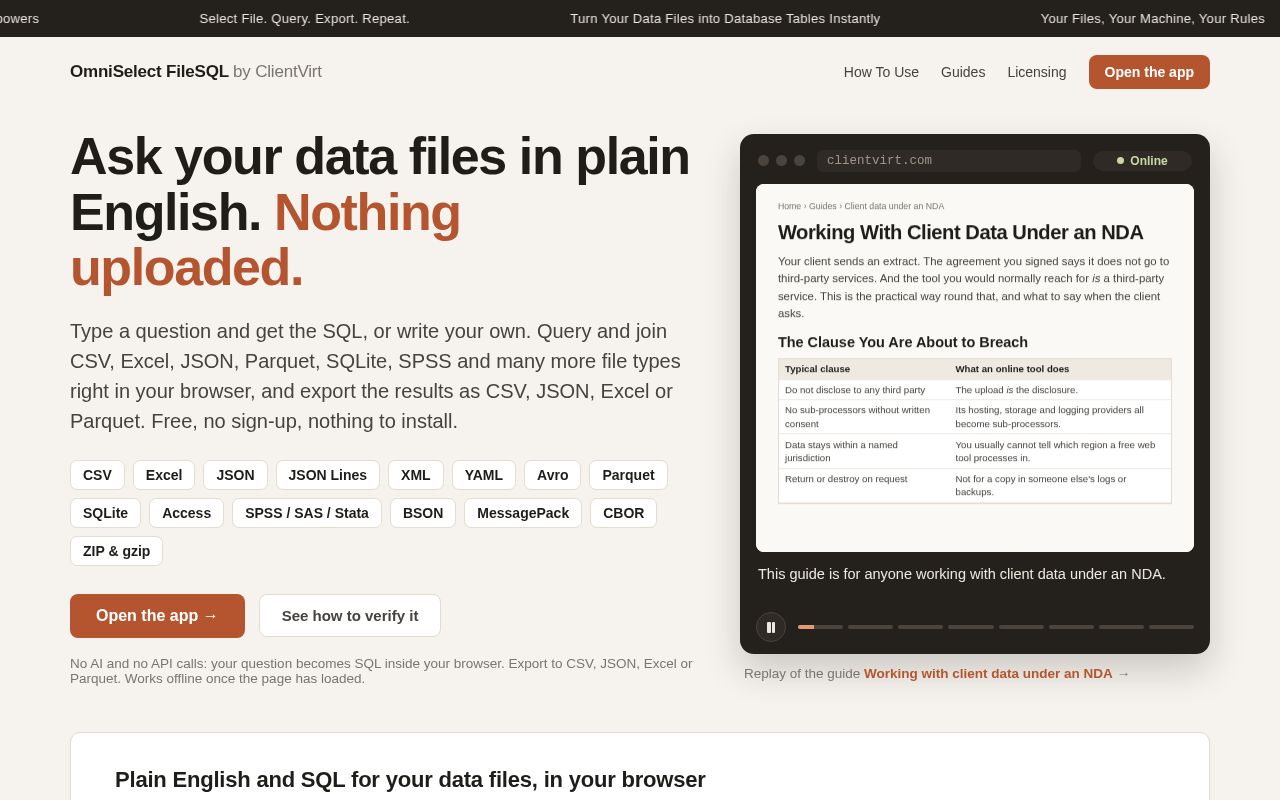 Preview of Omni Select File SQL V1