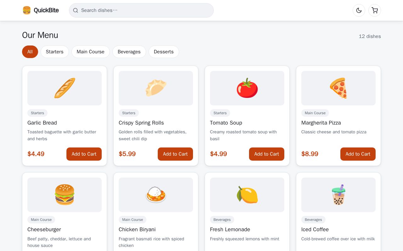 Preview of Food Order App