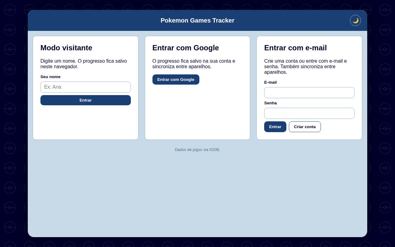 Preview of Pokemon Games Tracker