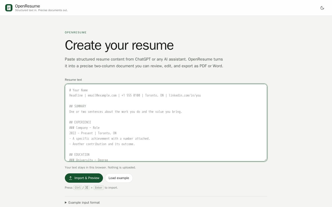 Preview of Openresume