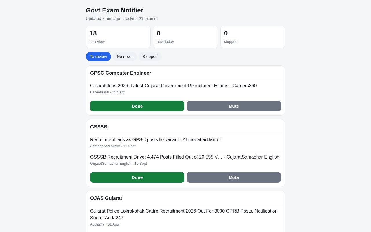 Preview of Government Exam Notify