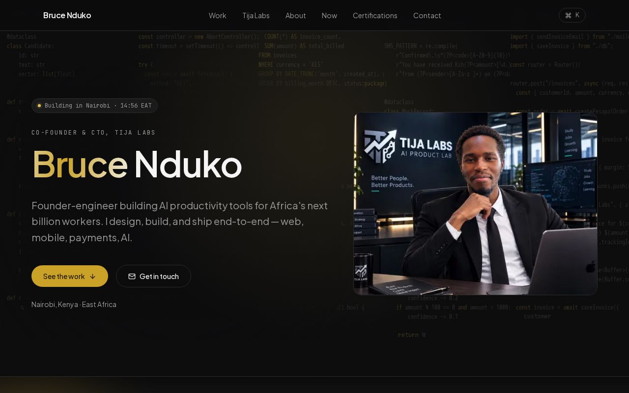 Preview of Bruce Nduko Website