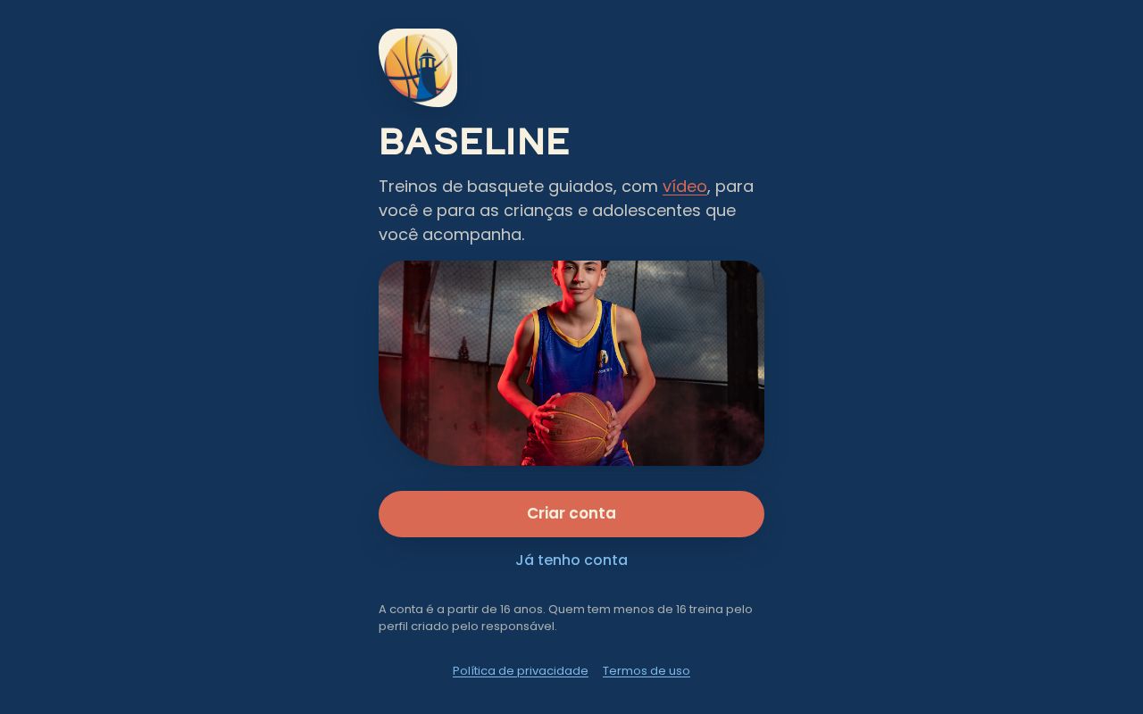 Preview of Baseline by Arvoredo — app de treinos de basquete para crianças e adolescentes