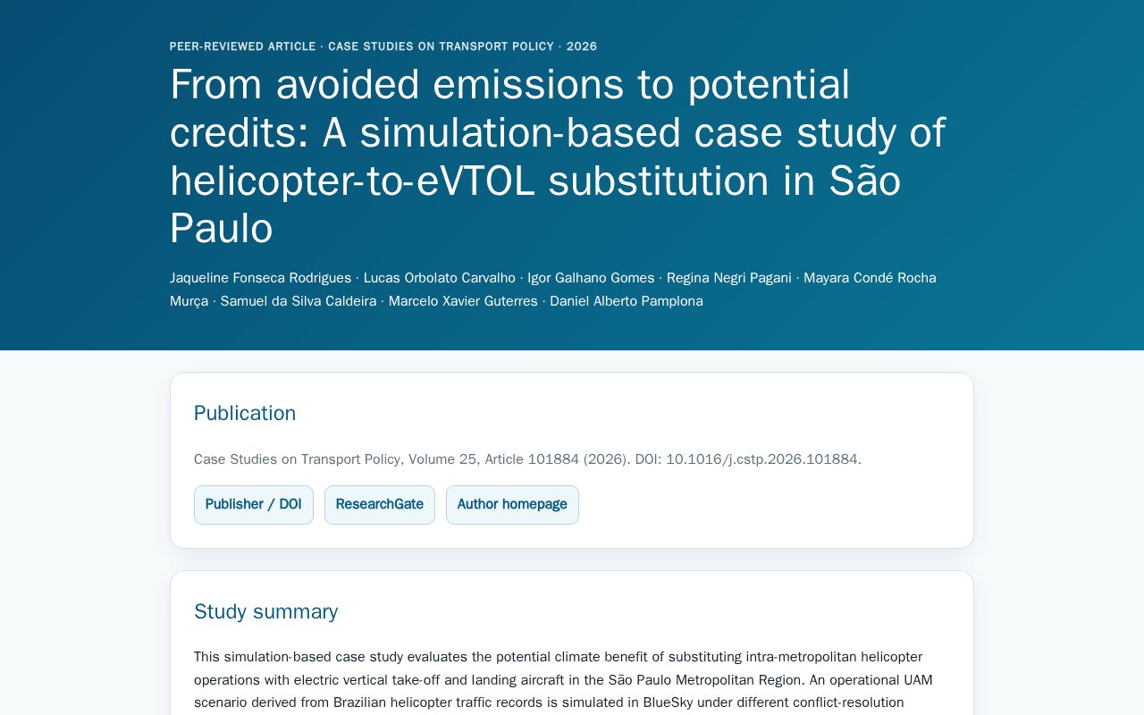 Preview of EVTOL Emissions Carbon Credits Sao Paulo