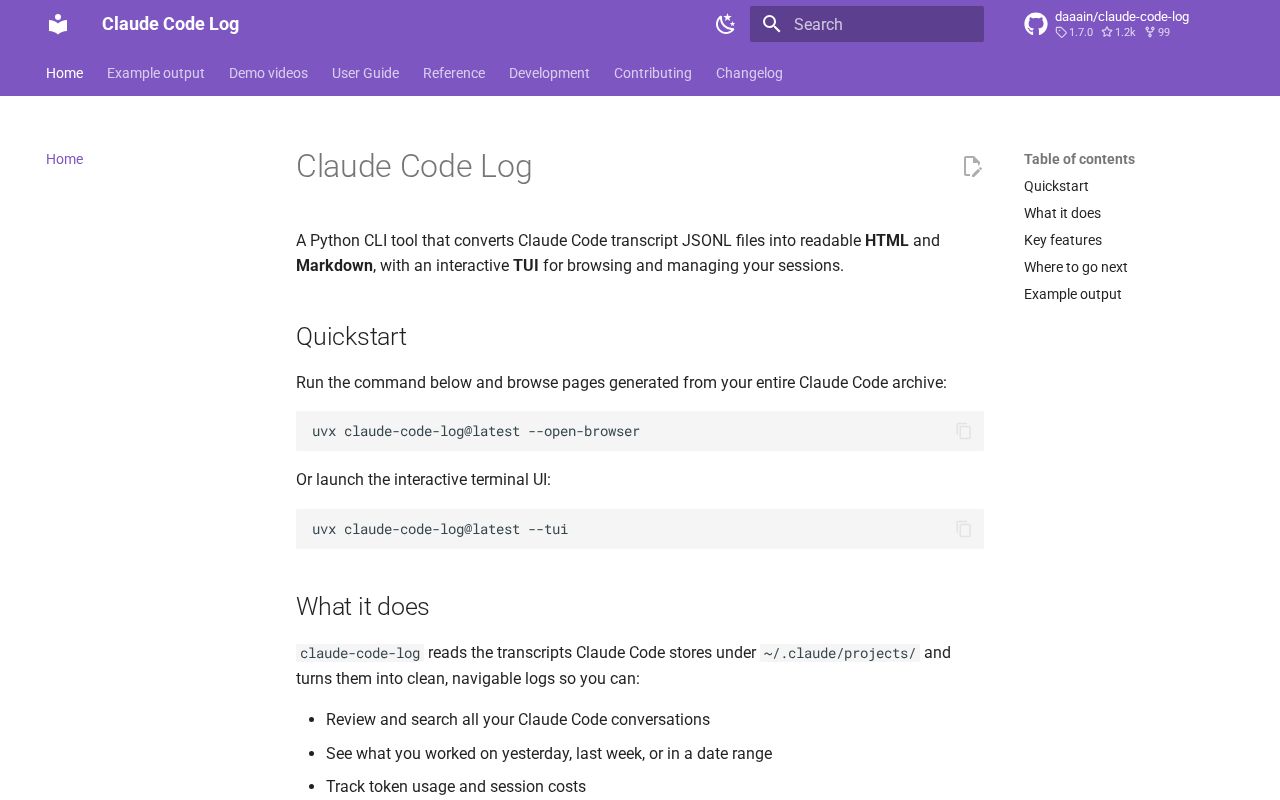 Preview of Claude Code Log