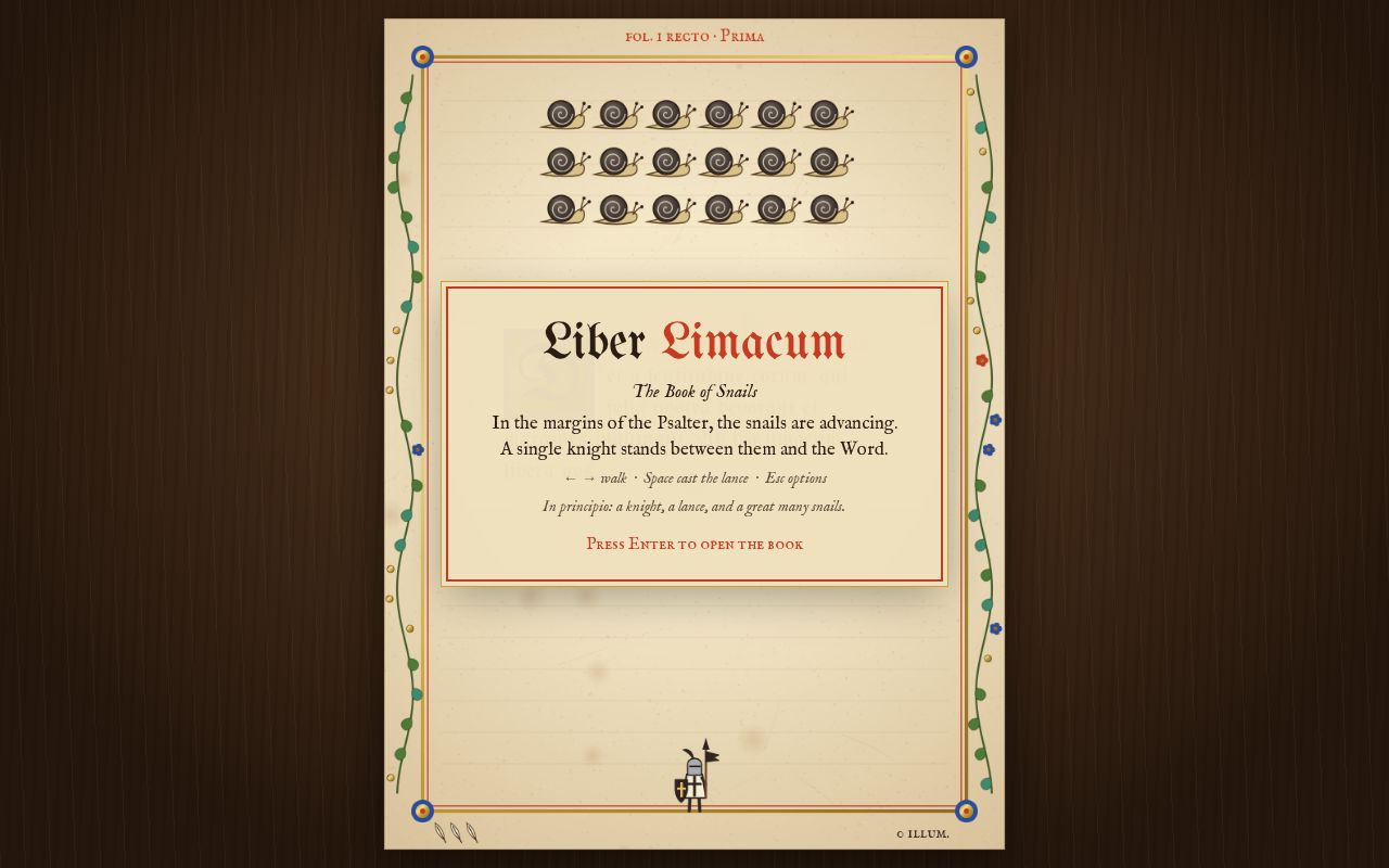Preview of Liber Limacum -- The Book of Snails. An arcade game.
