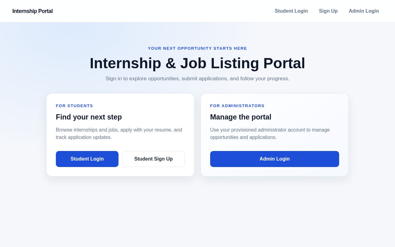 Preview of Internship Job Portal