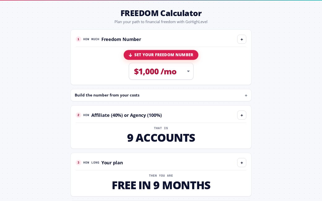 Preview of Freedom Calculator