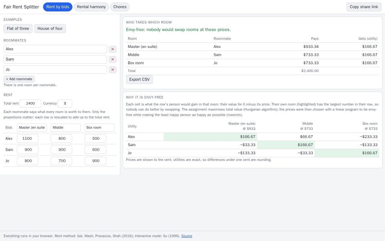 Preview of Fair Rent Splitter