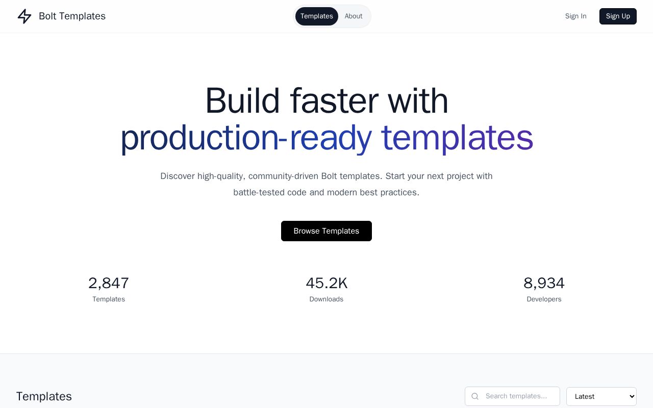 Preview of Bolt Template Marketplace