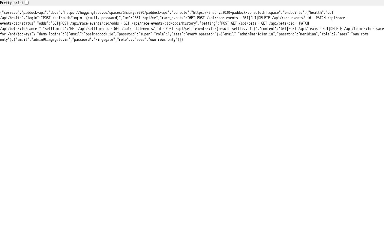 Preview of Paddock API
