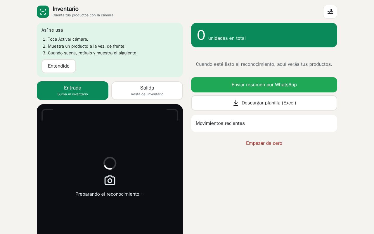 Preview of Inventario con cámara