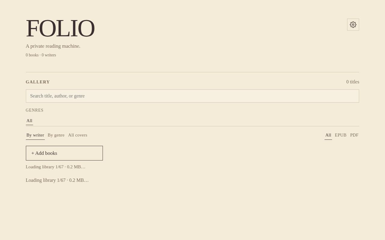 Preview of FOLIO — personal ebook library / Kindle-style reader