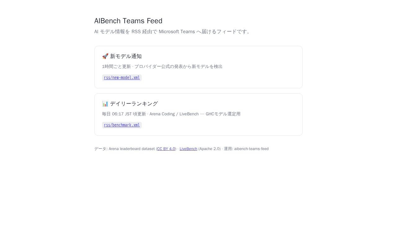Preview of Aibench Teams Feed