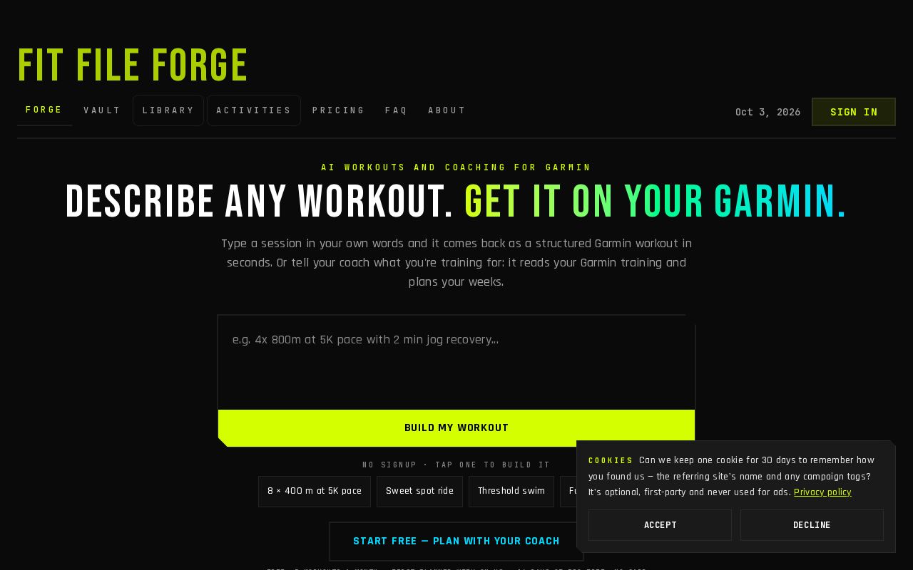 Preview of Fit File Forge Plugin