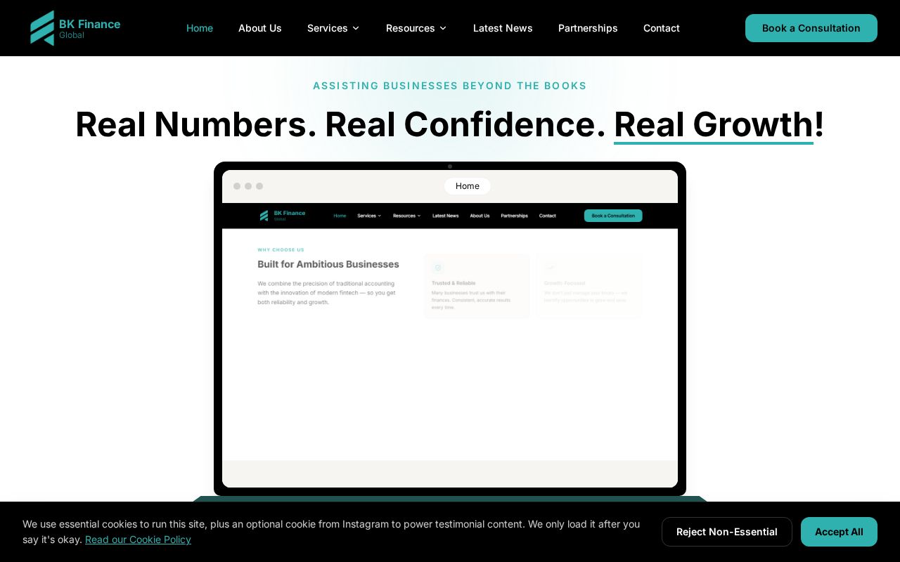 Preview of Bk Finance Global Website