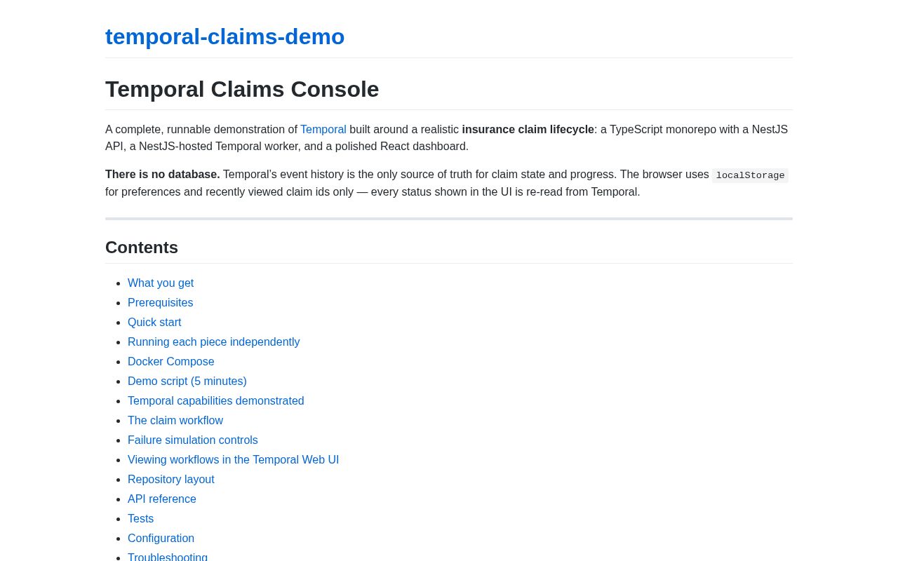 Preview of Temporal TypeScript insurance claims demo with NestJS, React, and durable workflow state