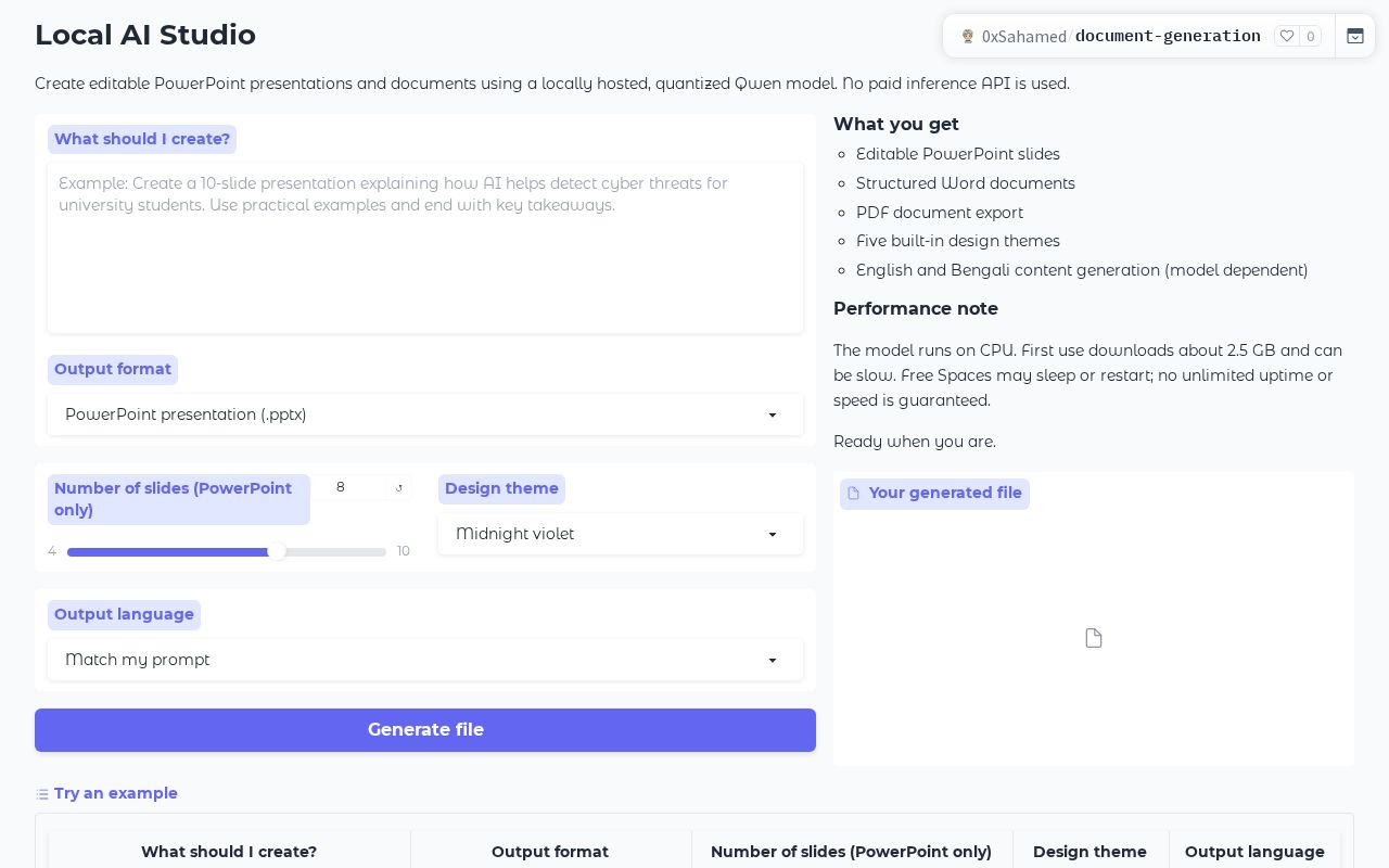 Preview of Local AI Studio
