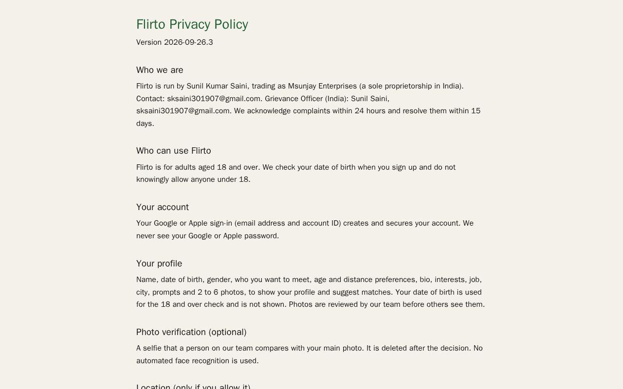 Preview of Flirto Legal